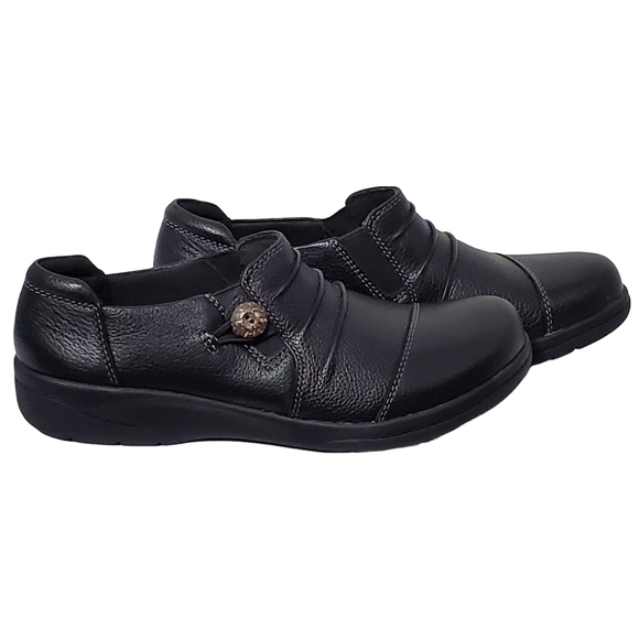 New Clarks collection cheyn inca ultimate comfort slip on loafers black leather - Picture 6 of 16
